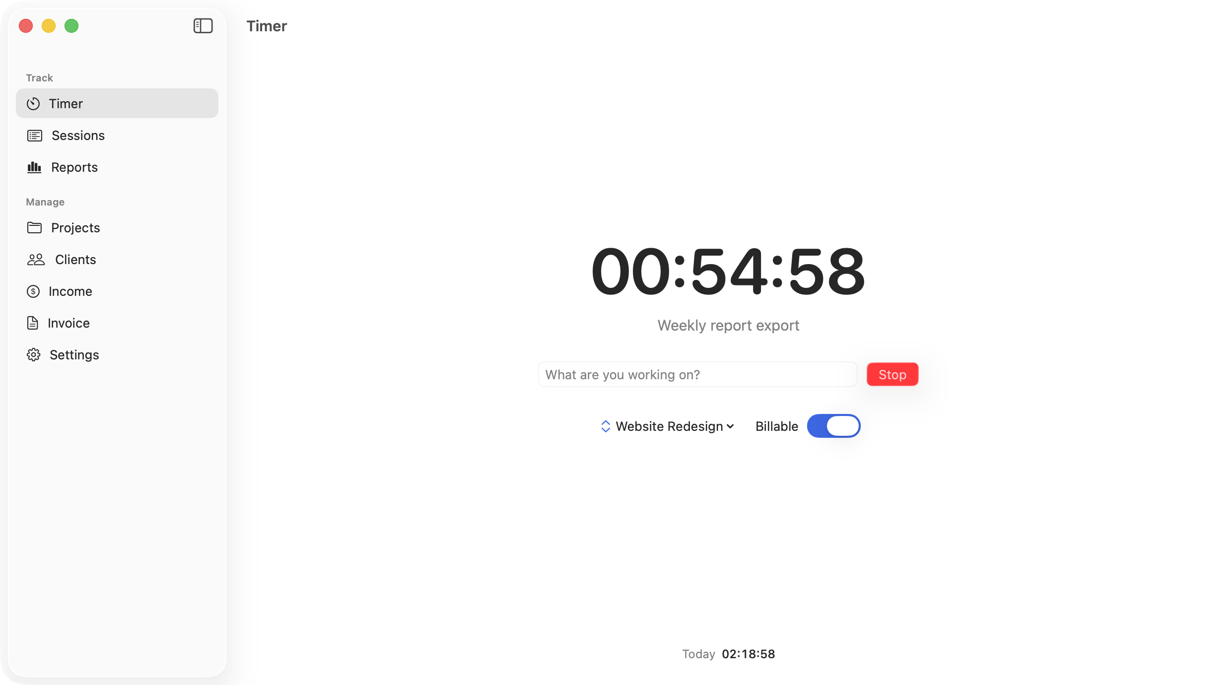 KairoTime Timer: one large running clock, nothing else