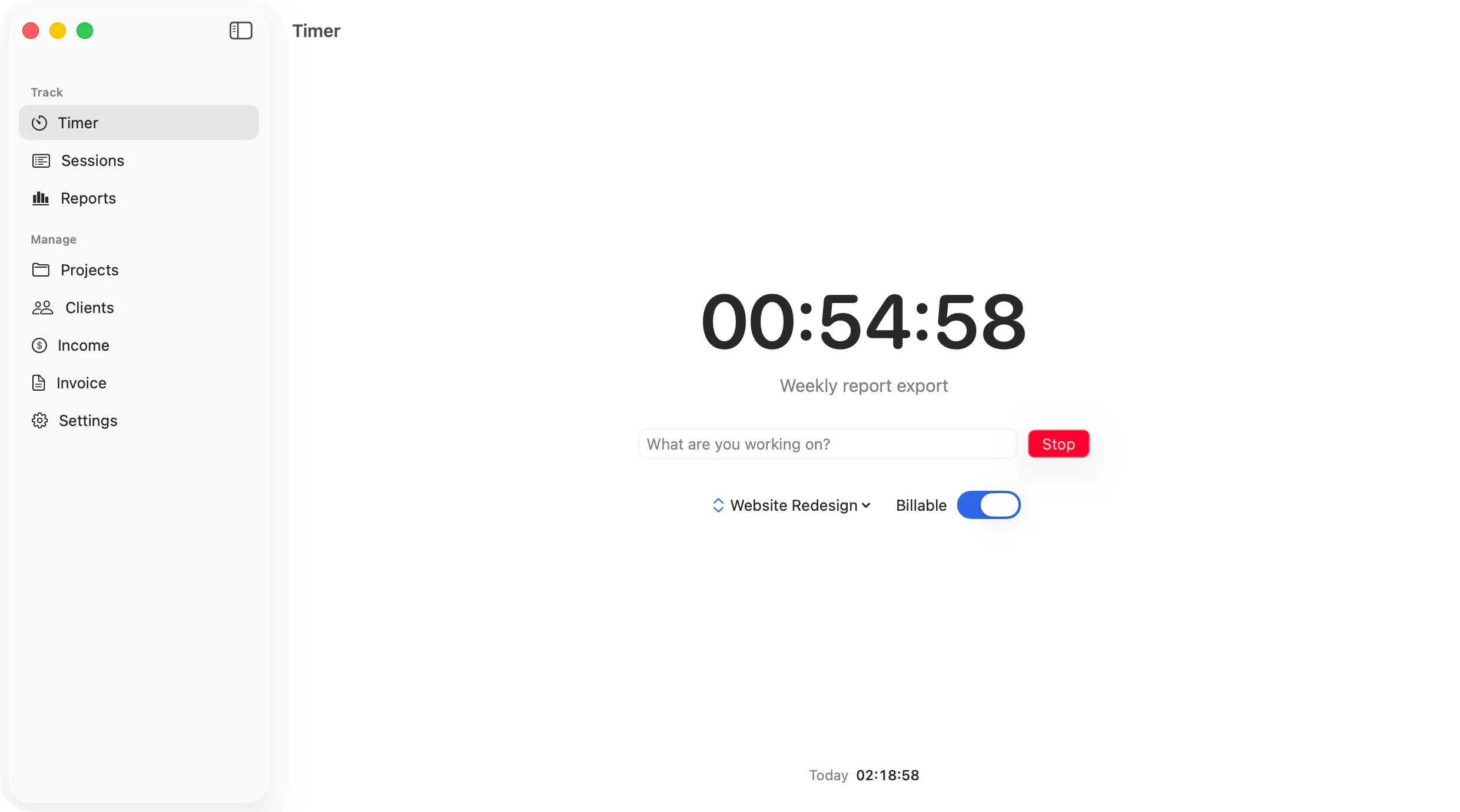 KairoTime Timer: one large running clock, nothing else